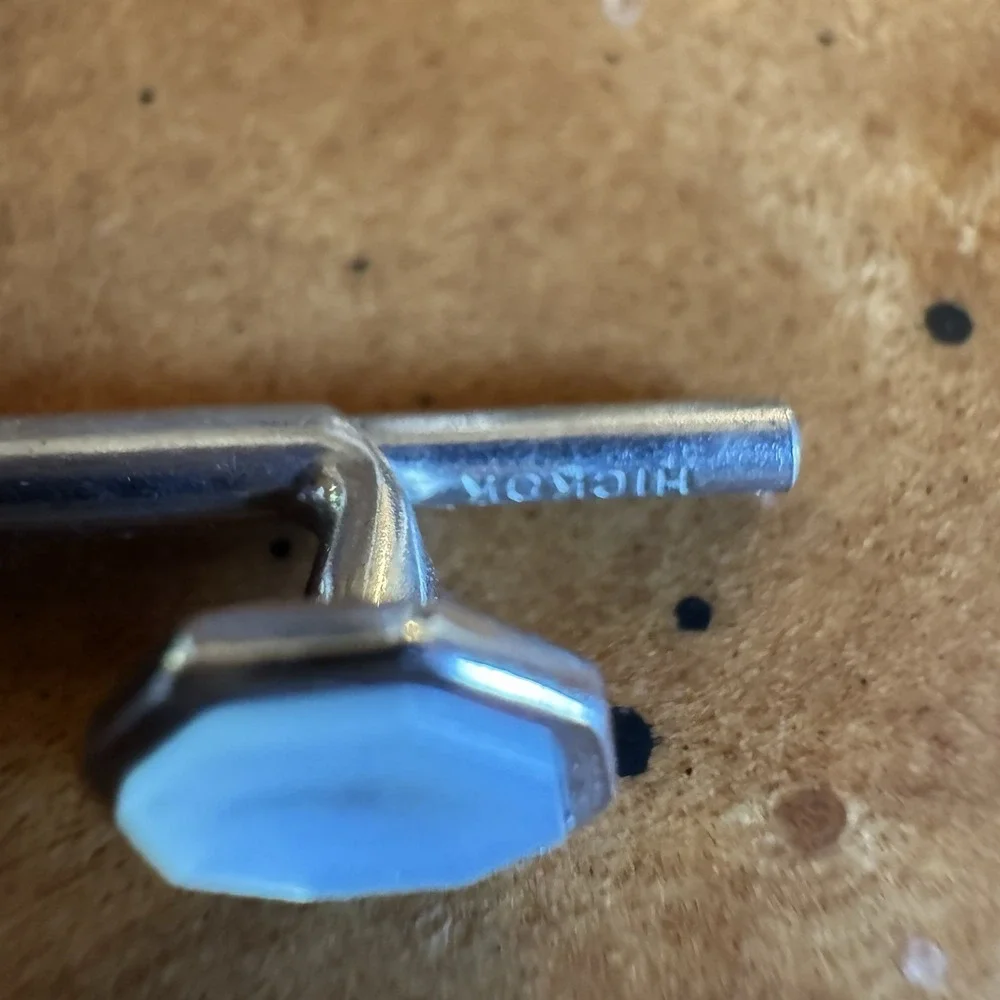 50s Hickok Octagon Bullet Mother of Pearl Cufflinks Silver Tone Mid Century‎